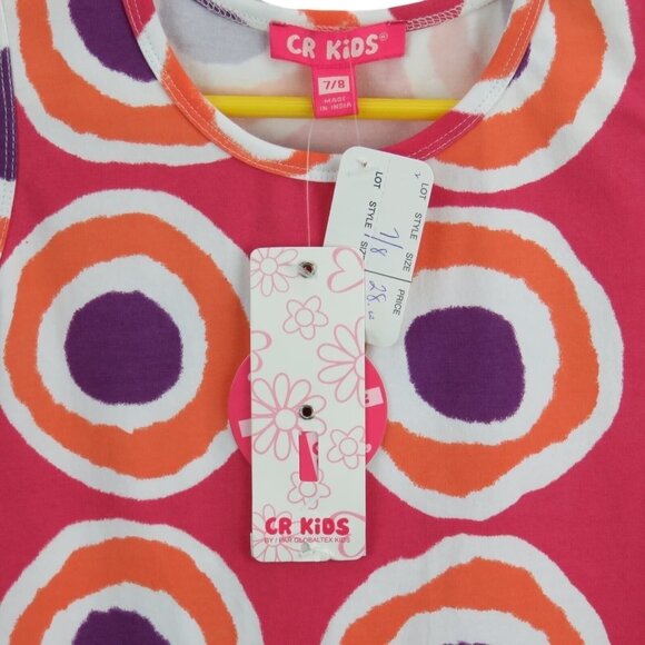 CR Kids Size 7 Girls Top Colorful Sleeveless Circle Pattern - Picture 3 of 3